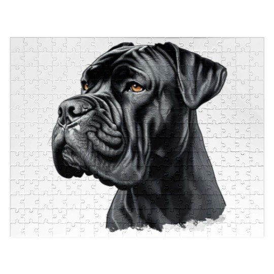 Black Cane Corso Dog Art Jigsaw Puzzles, Realistic Dog