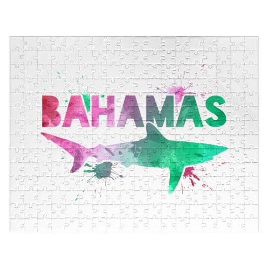 Bahamas Shark Watercolor Souvenir Jigsaw Puzzles