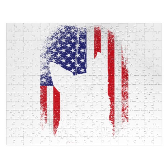 4th Of July US Flag Cute Australian Cattle Dog Jigsaw Puzzles