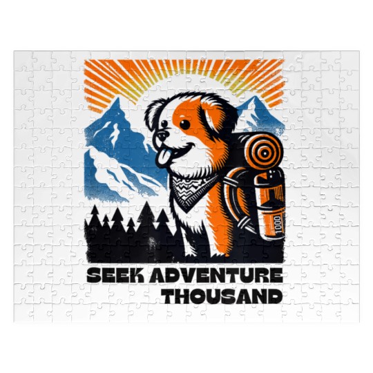 Unisex camping vintage travel dog Jigsaw Puzzles