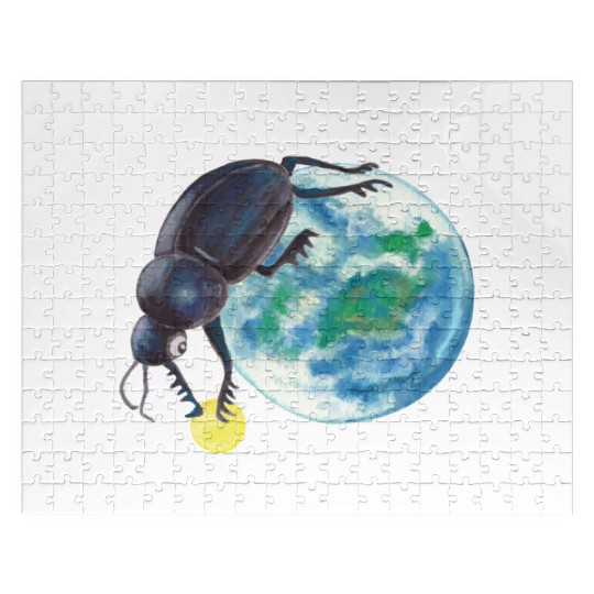 Sacred Scarab Beetle Rolling Earth And Moon Jigsaw Puzzles