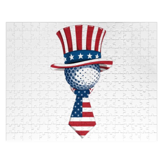 Patriotic Golf Ball with Stars and Stripes Hat Jigsaw Puzzles