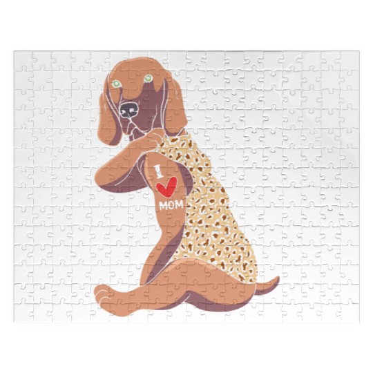 Weimaraner Mom Tattoo Dog I Love Mom Dog Jigsaw Puzzles