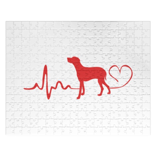 Dog Lover Heartbeat Weimaraner Dog Silhouette Jigsaw Puzzles