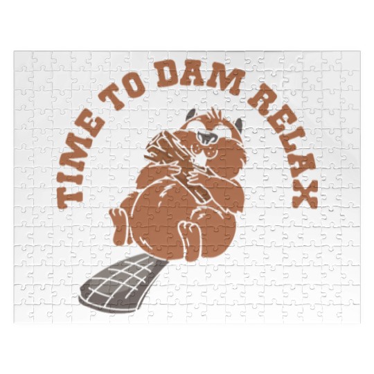 Time To Dam Relax North American Eurasian Beaver Jigsaw Puzzles