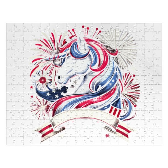 Star-Spangled Unicorn with American Pride and Jigsaw Puzzles