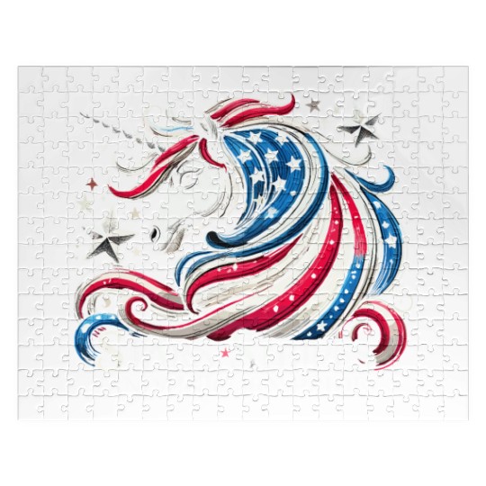Star-Spangled Unicorn with American Pride and Jigsaw Puzzles