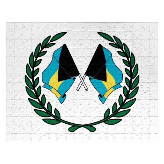 Flags Bahamas in laurel wreath Jigsaw Puzzles