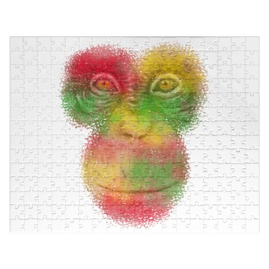 Colorful Retro Monkey Face Jigsaw Puzzles - Funny Monkey