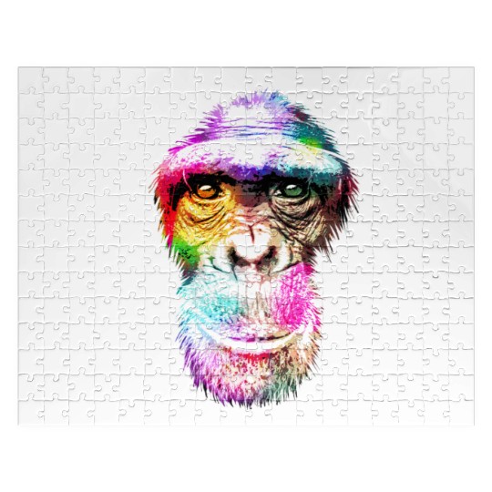 Colorful Retro Realistic Monkey Face Funny Graphic Jigsaw Puzzles