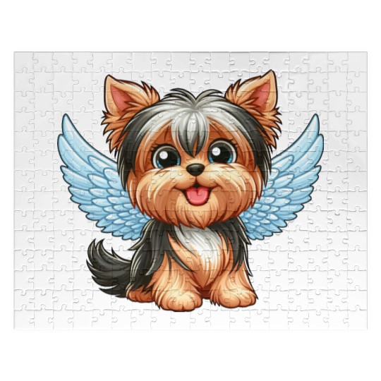 Cute Yorkshire Terrier with angel wings Jigsaw Puzzles