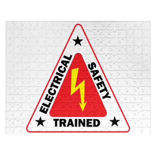 electrical Safety Trained Triangle Warning Sign Jigsaw Puzzles