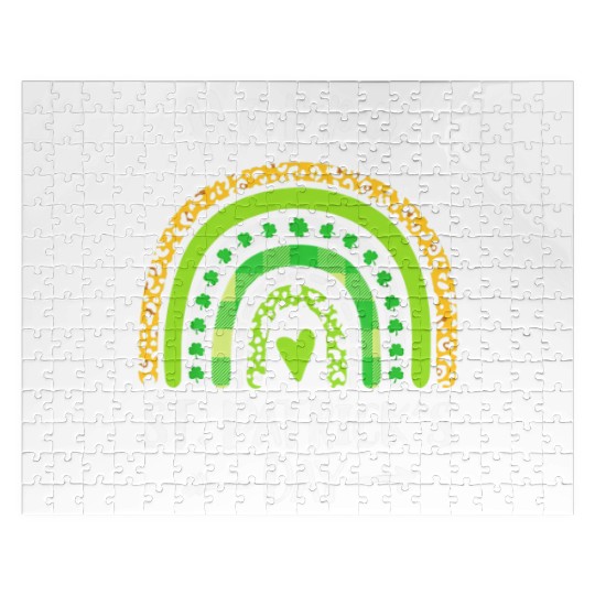 Happy St Patricks Day Rainbow Leopard Print Jigsaw Puzzles