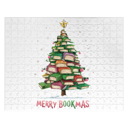 Christmas Book Lover Tree Librarian Merry Bookmas Jigsaw Puzzles