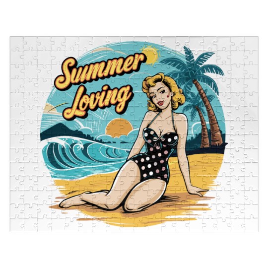 Retro Summer Loving Beach Vibes for a Beach Lover Jigsaw Puzzles