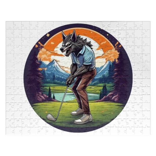 Scary Halloween Party Costume Werewolf Golf Jigsaw Puzzles