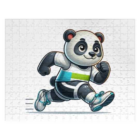 Cute Marathon Runner Panda Jigsaw Puzzles