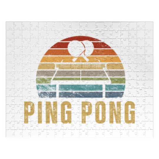 Ping Pong Player Vintage Retro 70s Design Ping Jigsaw Puzzles