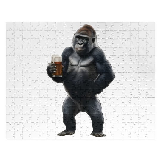 Gorilla Drinking Beer Realistic Jigsaw Puzzles