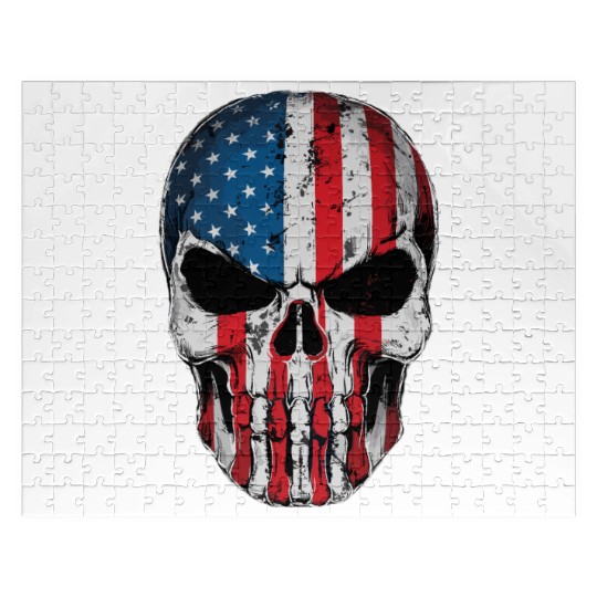 American Flag Skull Jigsaw Puzzles – Patriotic Grunge USA