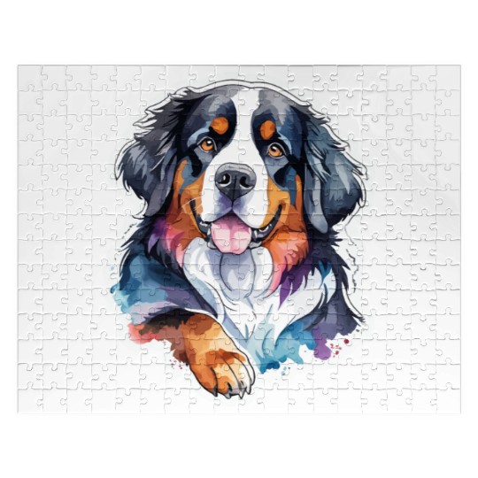 Bernese Mountain Dog Watercolor Jigsaw Puzzles