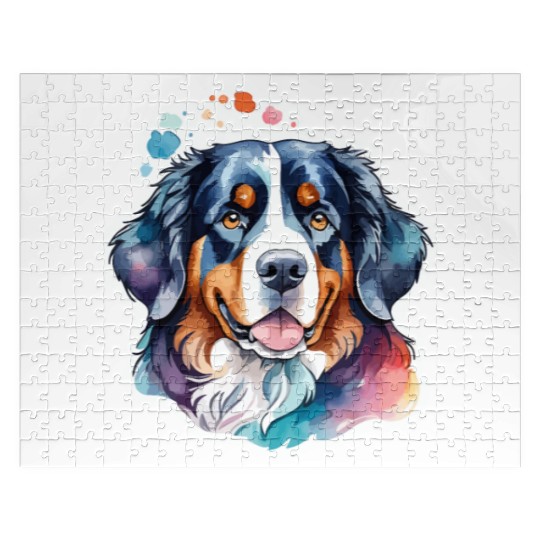 Bernese Mountain Dog Watercolor Jigsaw Puzzles