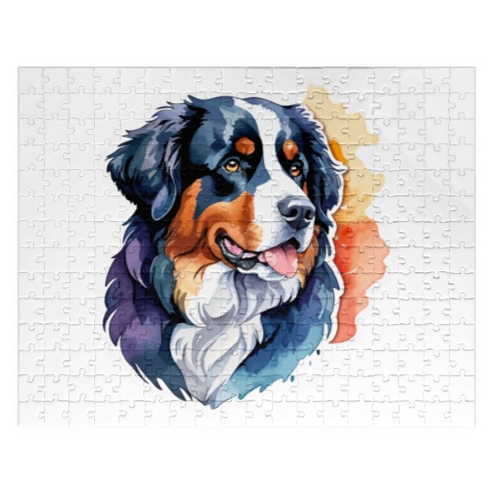 Bernese Mountain Dog Watercolor Jigsaw Puzzles