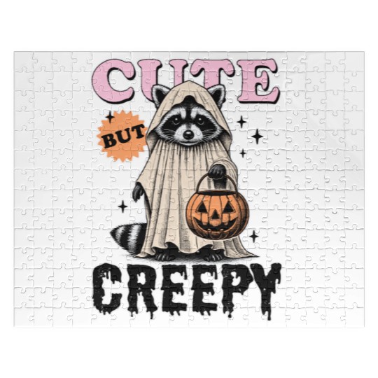 Funny Halloween Raccoon Cute But Creepy Boo Trash Jigsaw Puzzles