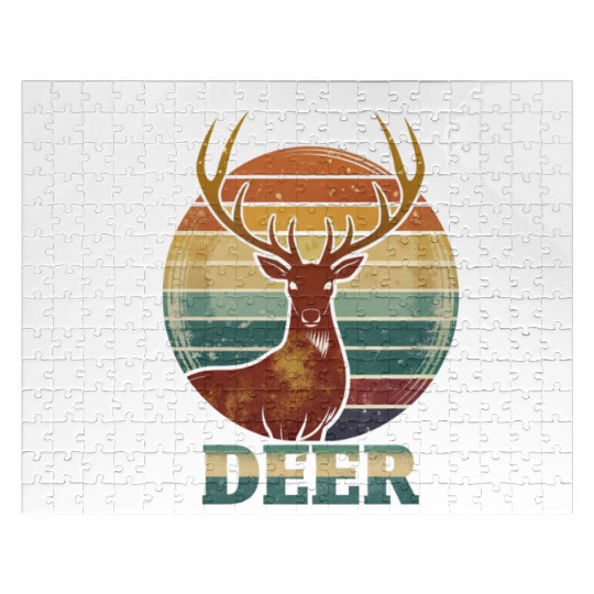 Vintage Deer Sunset Streetwear Style Jigsaw Puzzles