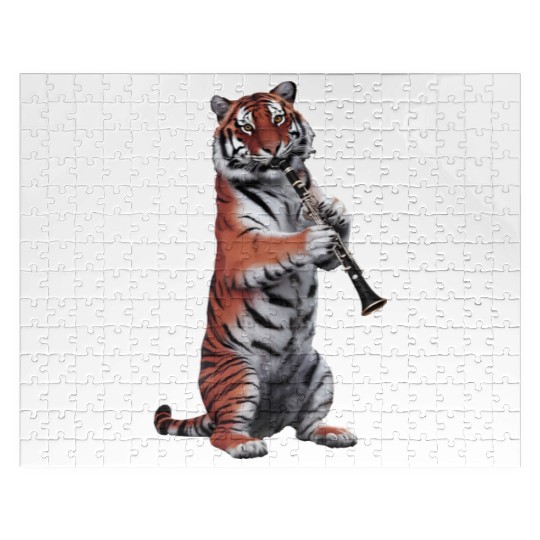 Tiger Playing Clarinet Realistic Jigsaw Puzzles