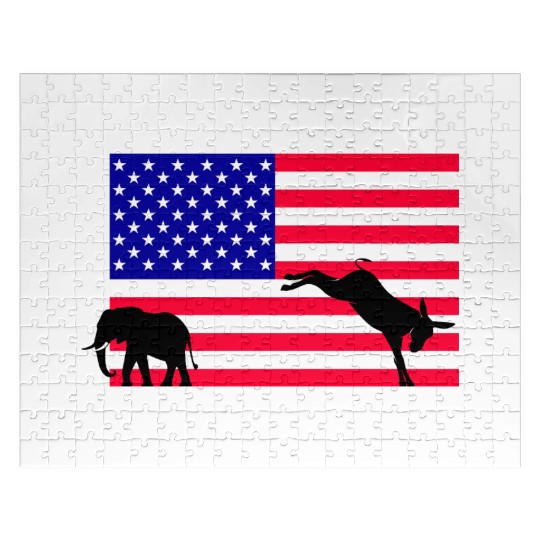 Donkey kicking out the elephant, US Election 2024 Jigsaw Puzzles