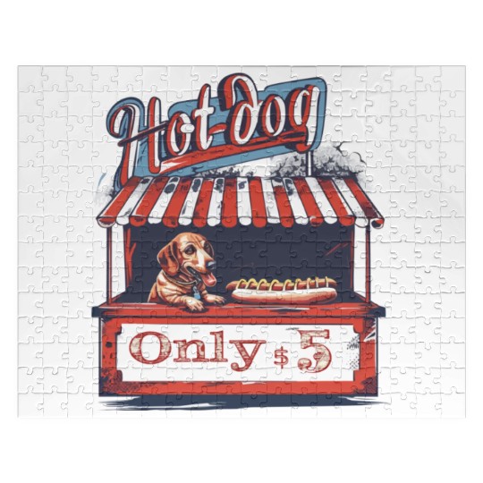 Dachshund Dog in a Hot-Dog Stand Wiener Jigsaw Puzzles