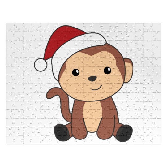 Monkey Christmas Snow Winter Animals Monkeys Jigsaw Puzzles