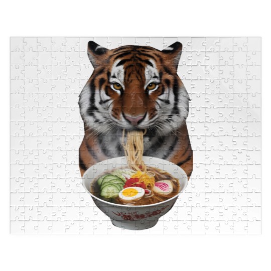 Tiger Eating Ramen Realistic Jigsaw Puzzles