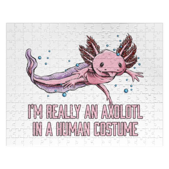 Axolotl in Human Costume Funny Salamander Humor Ax Jigsaw Puzzles