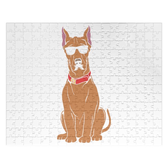 Funny Dog With Glasses Dog Lover Great Dane Jigsaw Puzzles