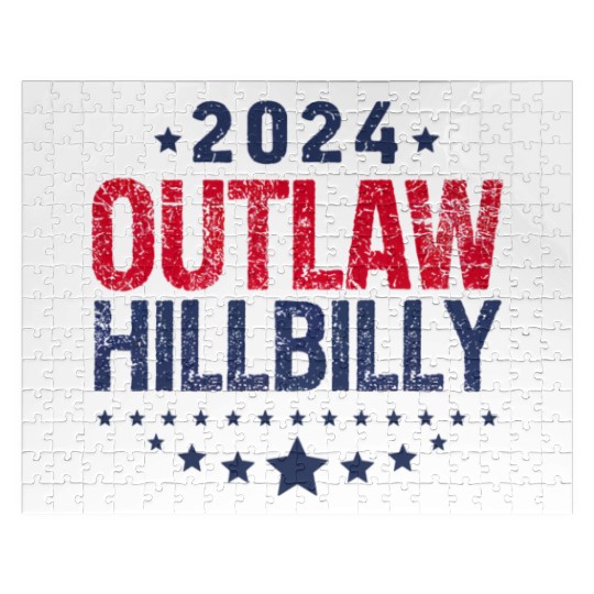 Trump Vance 2024 Outlaw Hillbilly US Flag Jigsaw Puzzles