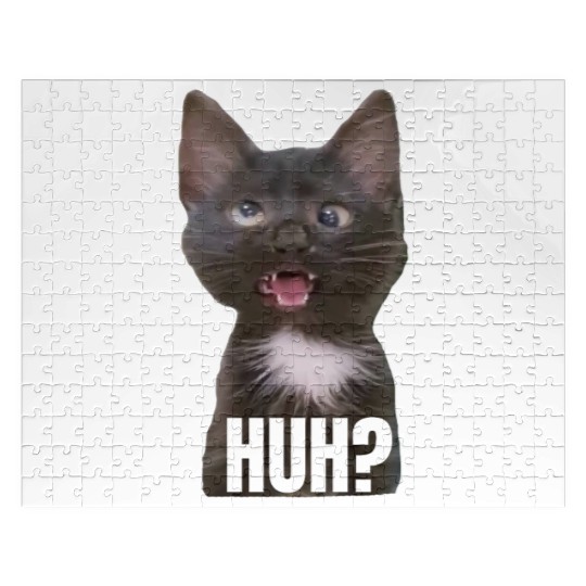 Funny Cross Eyed Cat Meme Huh Funny Cat Jigsaw Puzzles