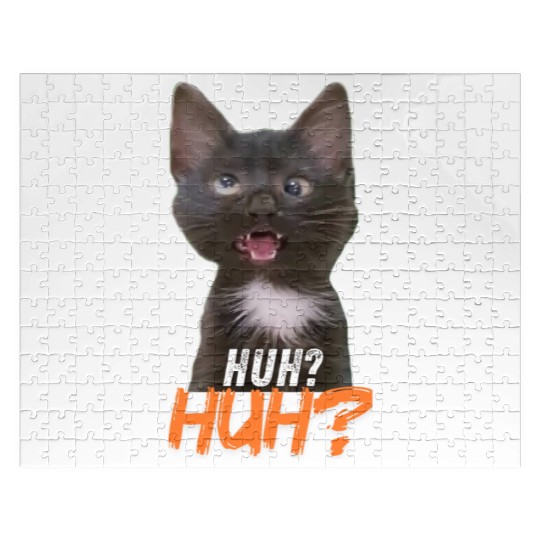 Funny Cross Eyed Cat Meme Huh Funny Cat Jigsaw Puzzles