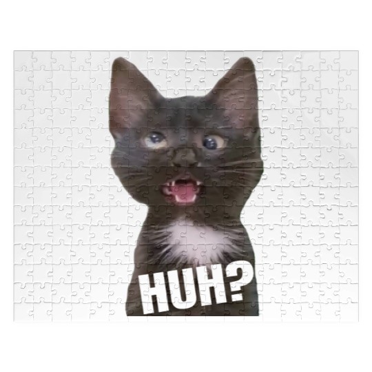 Funny Cross Eyed Cat Meme Huh Funny Cat Jigsaw Puzzles