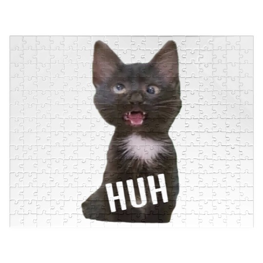 Funny Cross Eyed Cat Meme Huh Funny Cat Jigsaw Puzzles