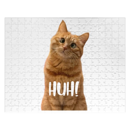 Funny Cross-Eyed Cat Meme Huh Funny Cat Jigsaw Puzzles