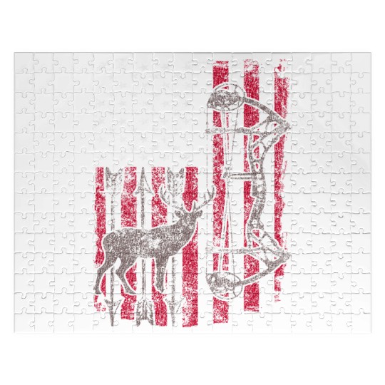 American Flag Deer Bow Hunting Patriotic Jigsaw Puzzles