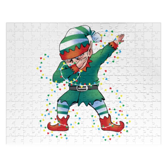 Dabbing Elf Christmas Tree Lights Xmas Family Jigsaw Puzzles