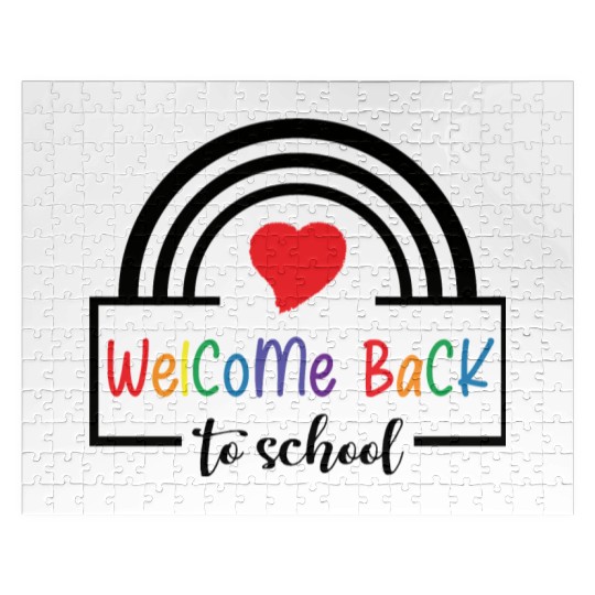 Welcome Back To School Rainbow heart Jigsaw Puzzles