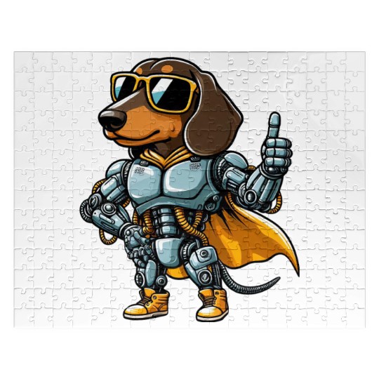 Dachshund robot cyborg sci-fi dog mech design Jigsaw Puzzles
