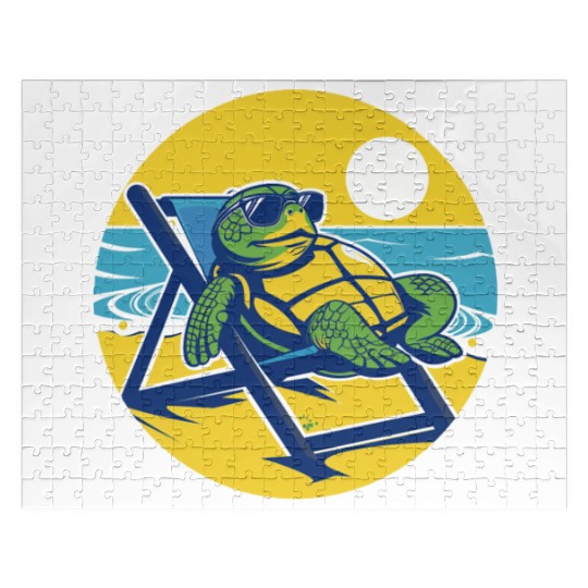 Sea Turtle Chillin on the Beach Jigsaw Puzzles
