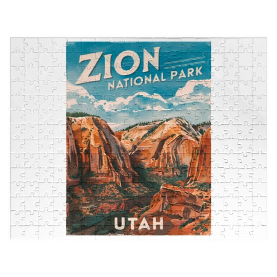 Vintage Travel Zion National Park Utah Landscape Jigsaw Puzzles