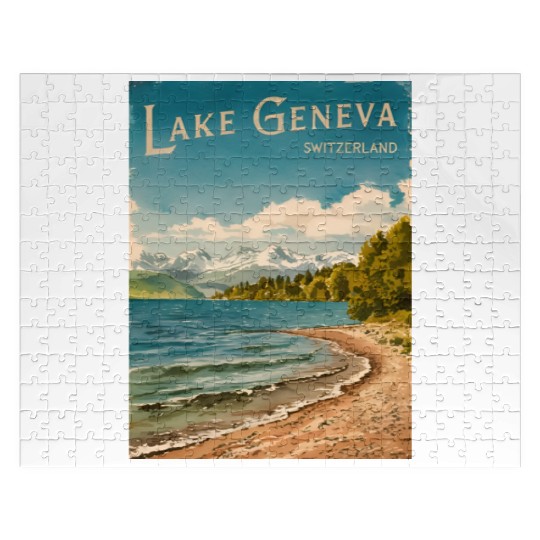 Vintage Travel Lake Geneva Switzerland Retro Jigsaw Puzzles