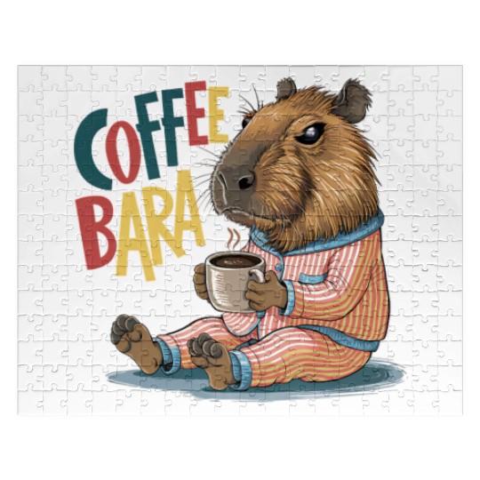 Coffeebara Capybara Coffedrinker Jigsaw Puzzles
